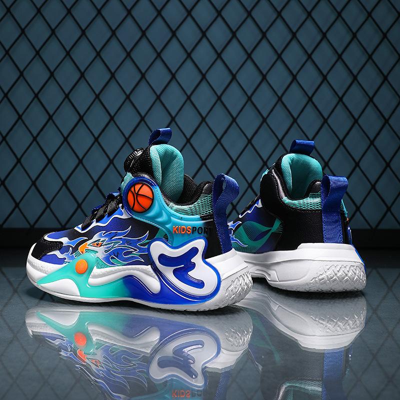 Middle-aged and Older Children's Non-slip Basketball Shoes, Sports Shoes, Running Shoes, Rotating Shoes, Spring 2025 Children's Boys' New Buttons