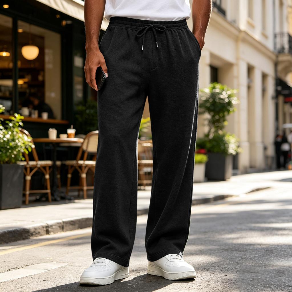 Men's Drawstring Elastic Waist Sweatpants - Color Loose Fit Joggers for Sizes
