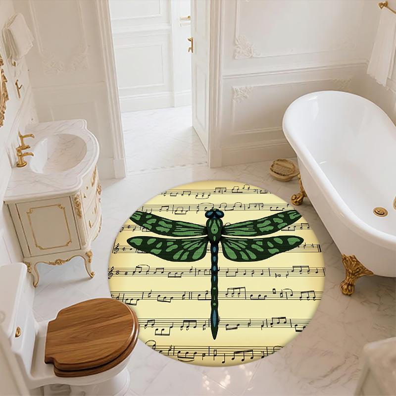 Vintage Dragonfly,Round Area Rug,Carpet Rug for Living Room Bedroom Sofa Playroom Decor,Non-slip Floor Mat