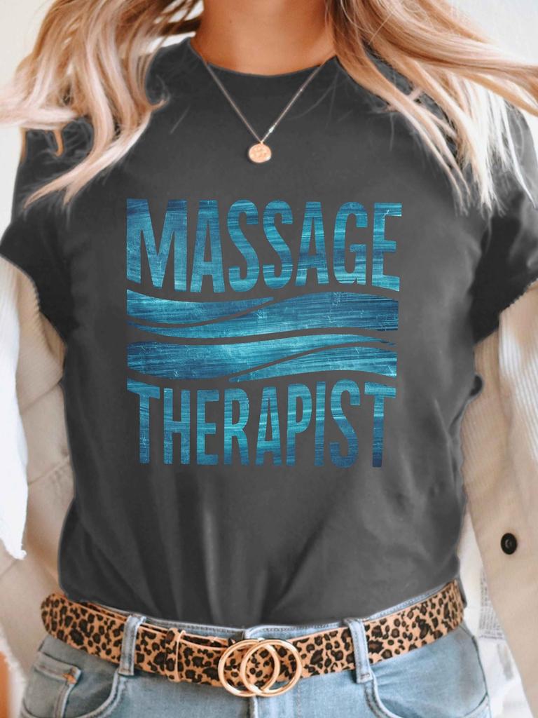 Massage Therapist Blue Wavy Graphic T-shirt