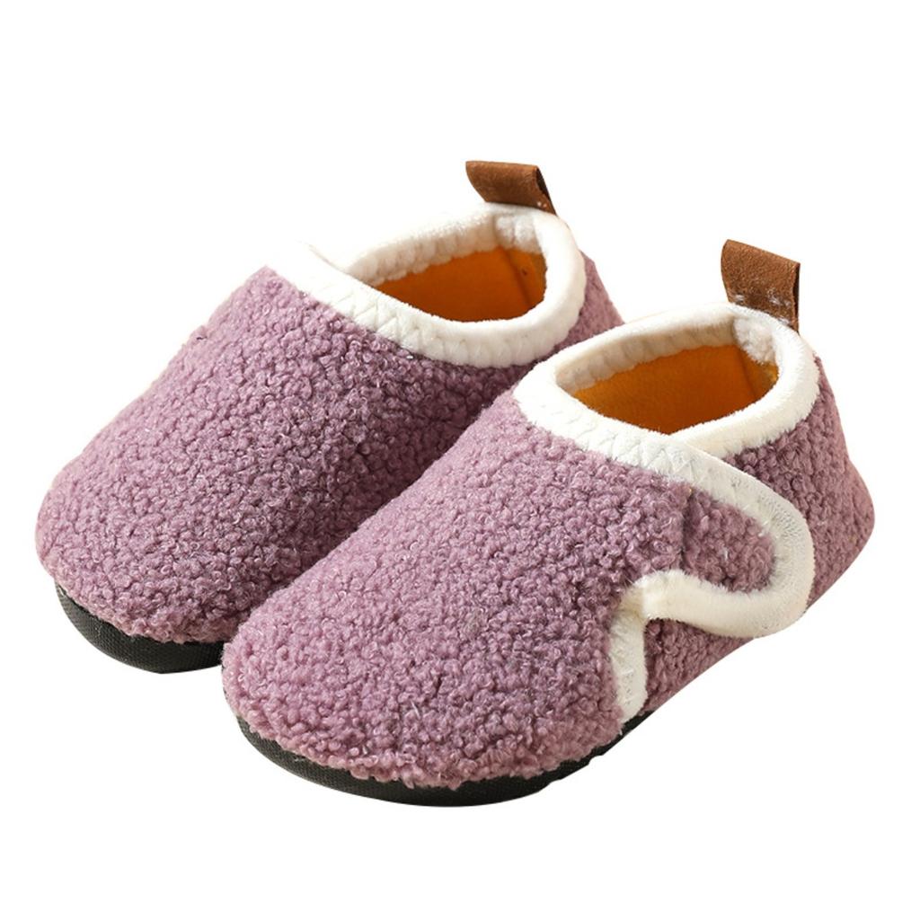 Autumn and Winter Children's Indoor Velvet Floor Socks Shoes Anti Slip Sole Early Education Walking Baby Shoes Home Cotton Shoes Home Cold Proof