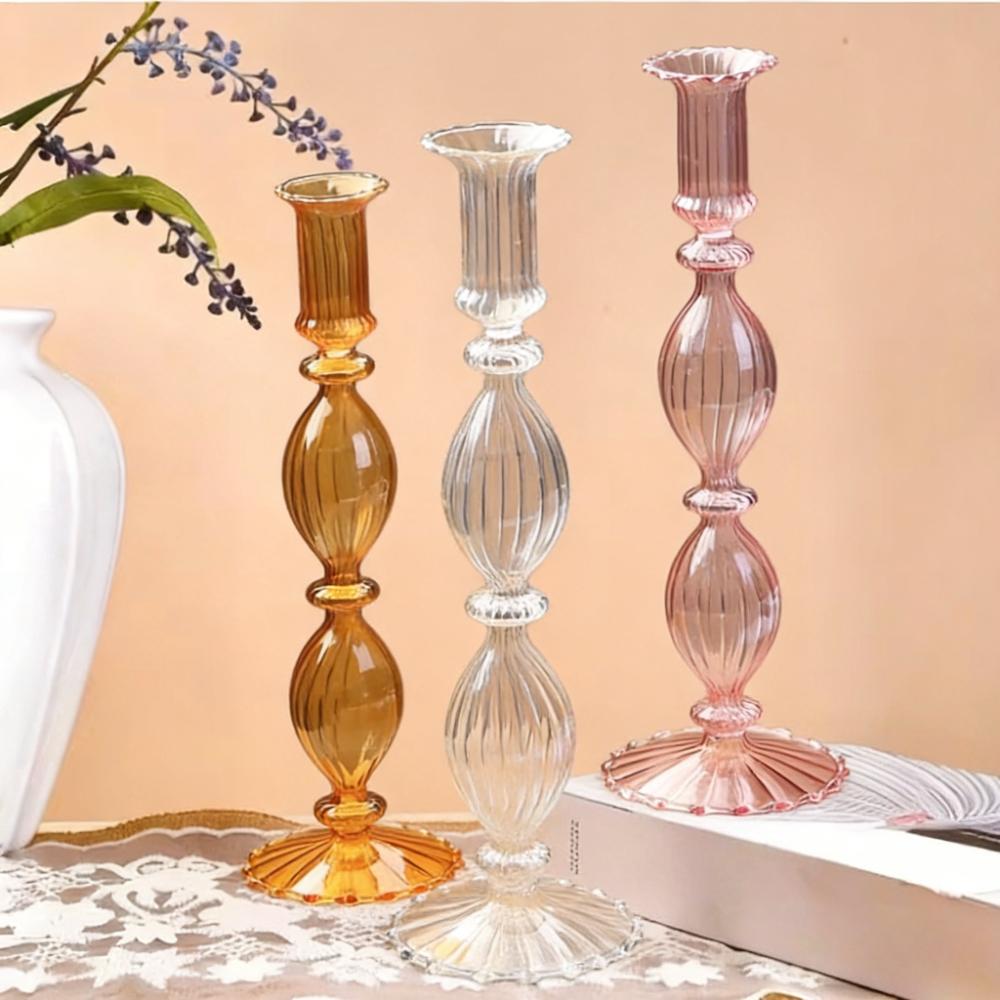 Modern Glass Candle Holder Nordic Home Decor Romantic Candlelight Dinner Candlestick Dining Table Decoration Wedding Party Decor