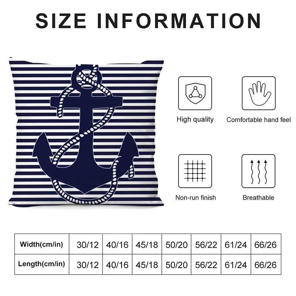 Classic O-Ocean Sailor Cushion Cover Pillowcase Ultra Soft Skin Friendly Fabric Cloud Like Comfort & Concealed Zipper