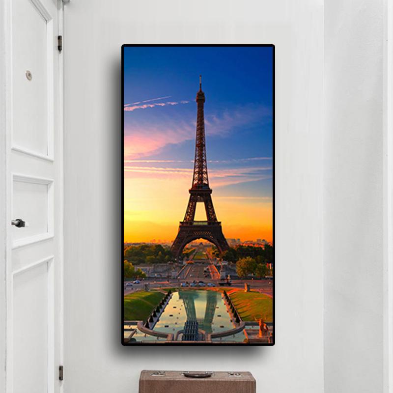 Acuarelă Paris Turn Eiffel Peisaj Apus de soare Postere și imprimeuri scandinave Peisaj urban Canvas Art Picture de perete pentru camera de zi