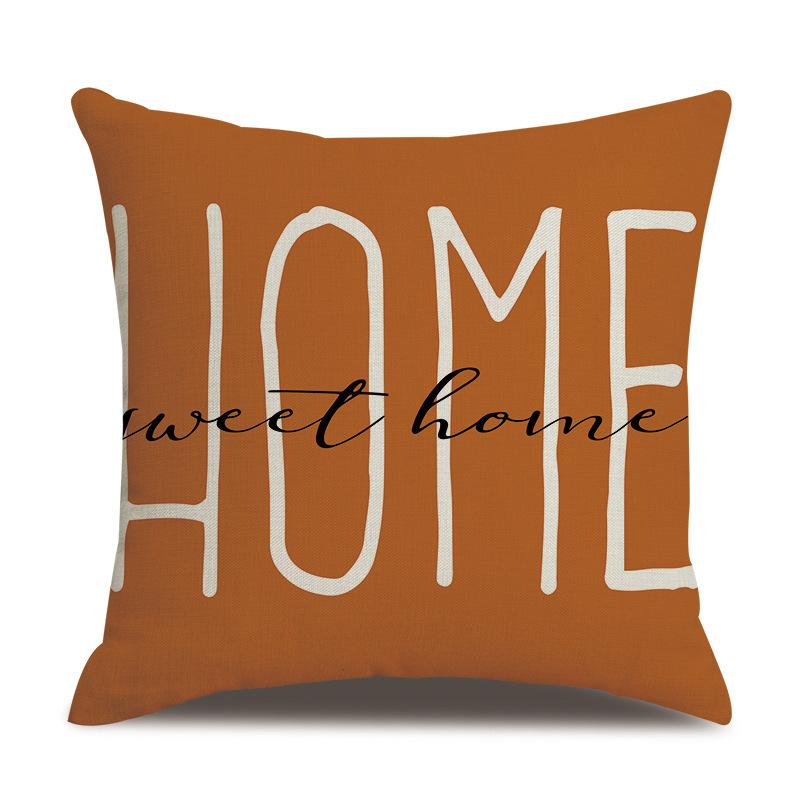 Thanksgiving Linen Pillowcase Autumn Pumpkin Print Pillow Cushion Cover