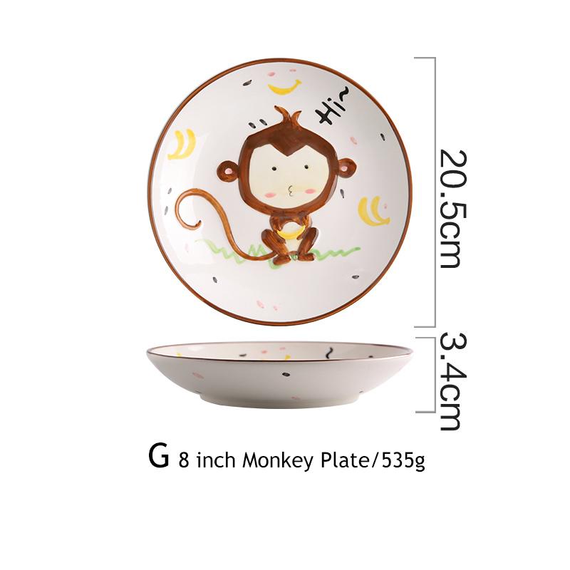 1pc Animal Zoo Dinner Plate Rabbit Bowl Mug Dinnerware Ceramic Porcelain Baby Bear Feeding Dish Children Tableware