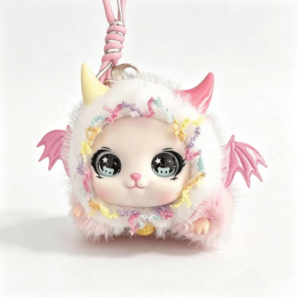 Devil Horns Plush Keychain Plush Plush Doll Keyring Bag Pendant Little Devil Horn Keychain Gift