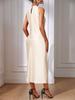 European & American Satin Sleeveless Silk-like Slit Dress for Women - Spring/Summer