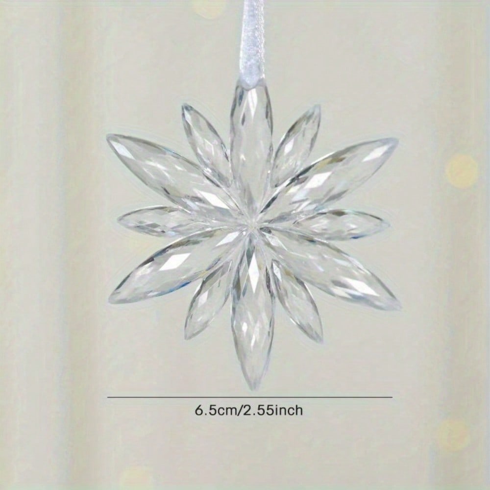 20 Stück inklusive Seil und Eisenringen, funkelnde Schneeflocken-Ornamente aus Kristallacryl – schillernde, klare Anhängertropfen