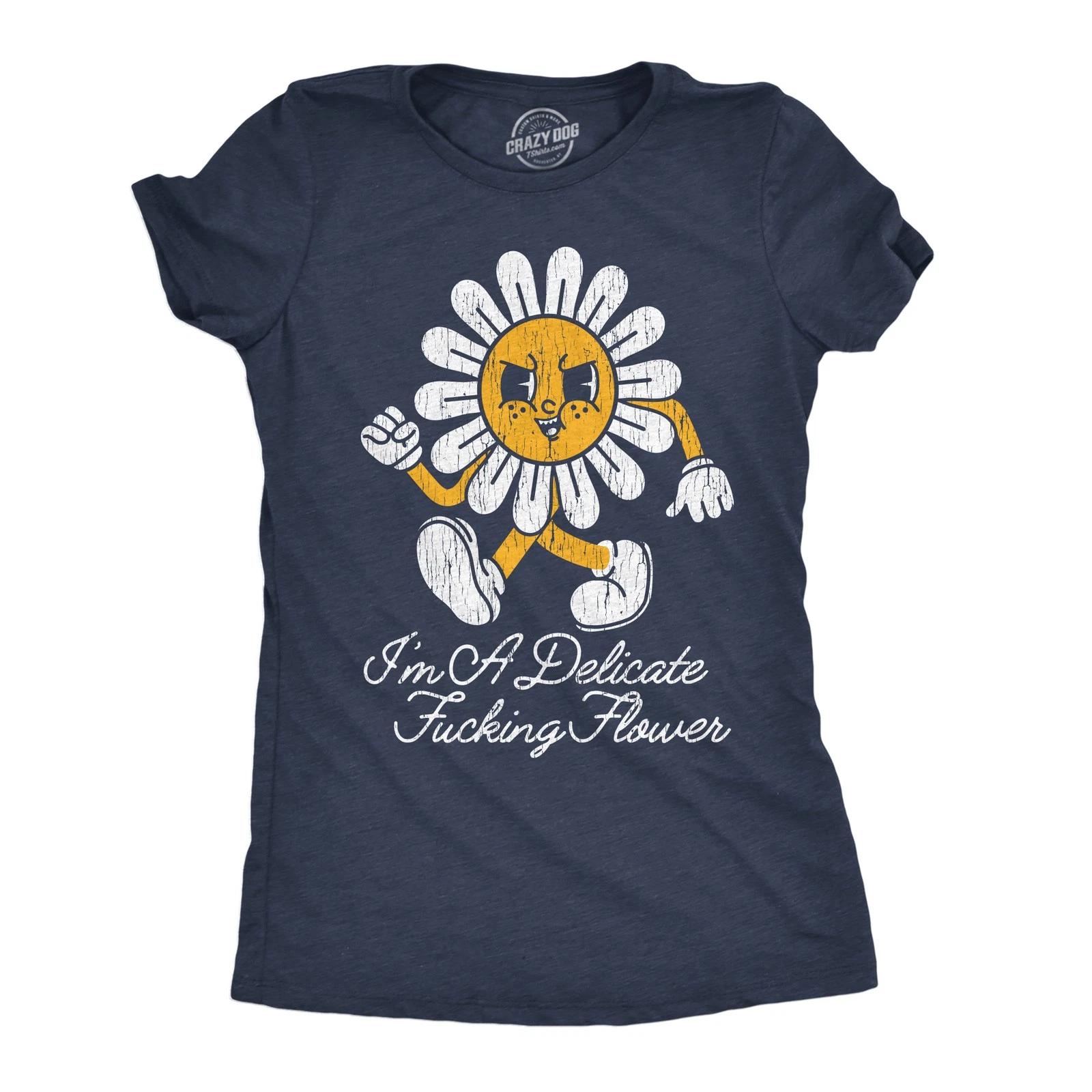 Womens Funny T Shirts Im A Delicate Flower Graphic Tee for Ladies S