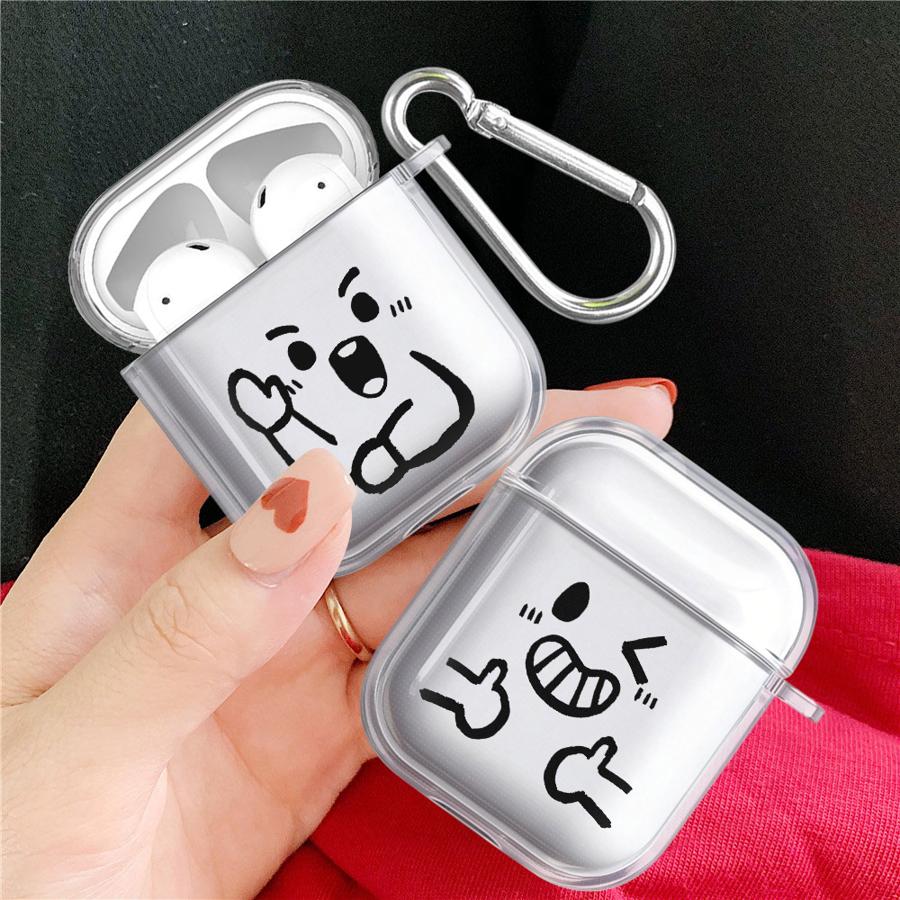 Simple Happy Expression Clear Earphone Cases Cover Case For Airpods 4 3 Pro3 Pro2 2 Pro 1