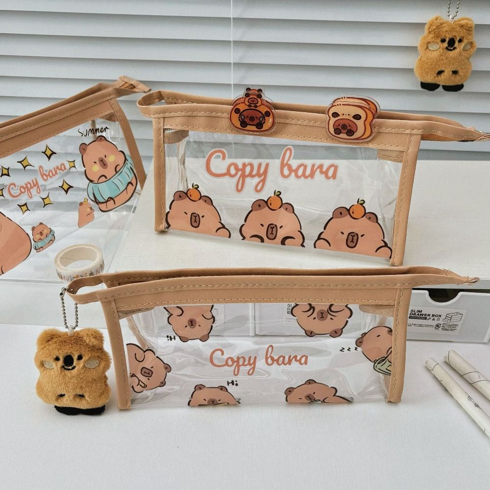 PVC Cartoon Pen Bag Kawaii Stationery Bag Stationery Capybara Pencil Bag  Office