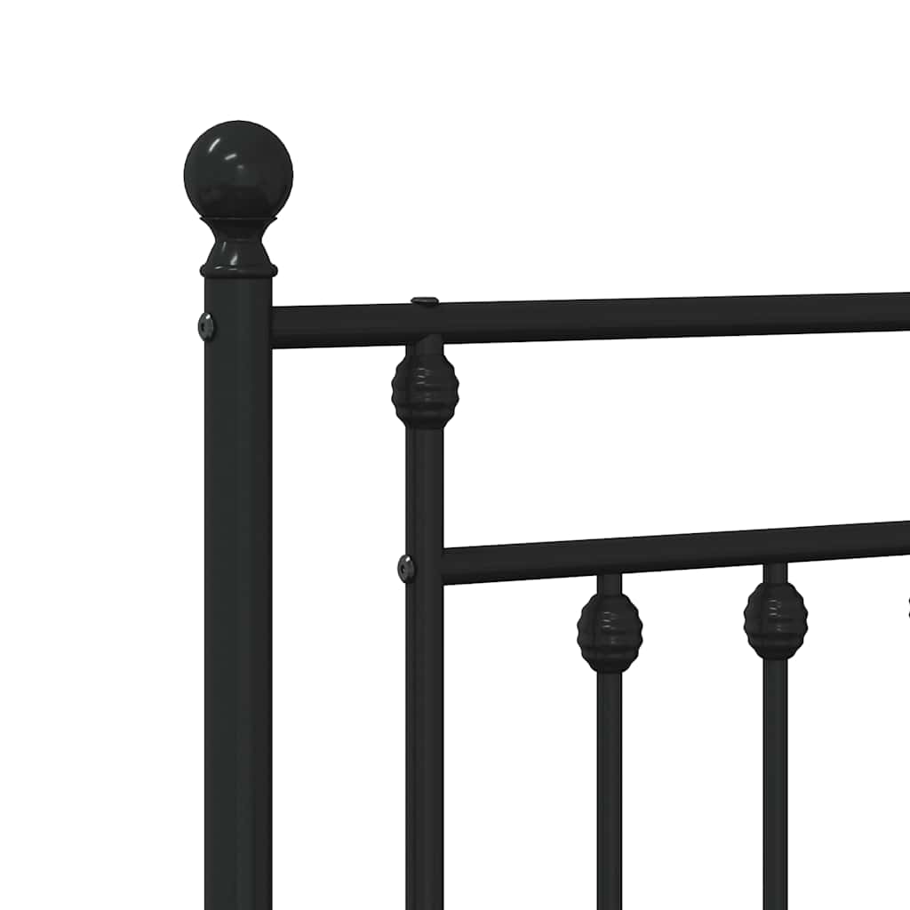Metal Bed Frame with Headboard and Footboard Black 193 x 203 cm