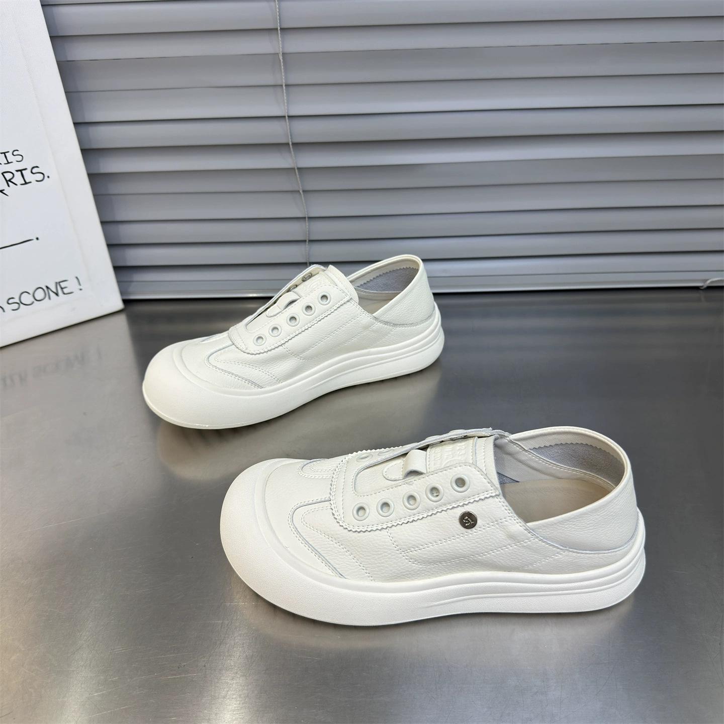 

Single-layer cowhide little white shoes women s one-pedal soft-soled ugly cute shoes 2025 new versatile thick-soled lazy casual board shoes 40