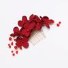 Fashion  Wedding Hair Jewelry Hair Combs Bridesmaid Tiara Bridal Clips Red Flower Hair Pin