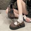 Fashion Spring New Designer Platform Loafers for Women Retro Double Buckle Casual Mary Jane Shoes Women Fashion Bow Leather Shoes Ladies