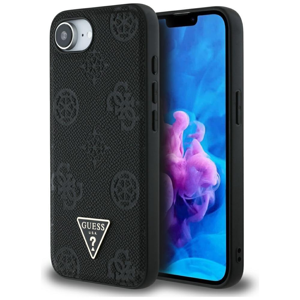 Etui Guess Grained Hot Stamp Peony       Triangle Logo Magsafe Do Iphone 16E Czarny