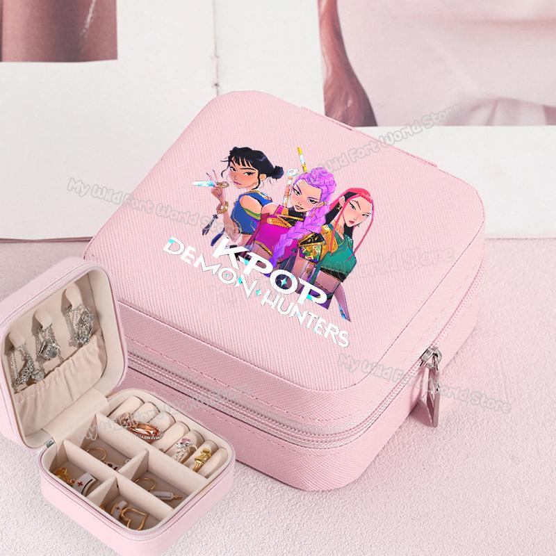Wysokiej Jakości KPop Łowcy Demonów Pudełko na Biżuterię Organizer na Kolczyki, Naszyjniki, Pierścionki dla Kobiet Mini Organizer na Biżuterię Podróżny Pudełka Ekspozycyjne