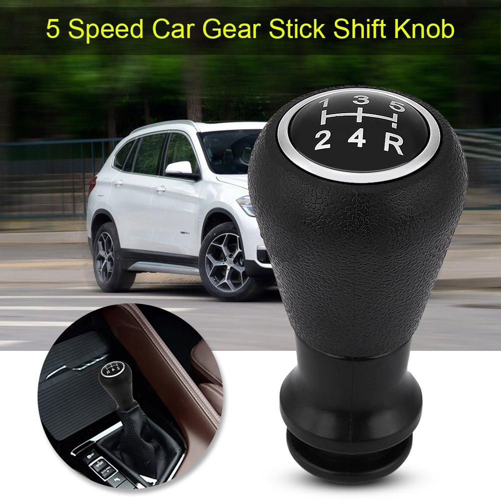 Universal Black Leather 5 Speed Car Manual Gear Stick Shifter Shift Knob Qiilu Gear