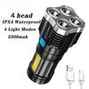 4/5-core LED Flashlight COB Side Light USB Recharge Super Bright Outdoor Portable Lamp 4 Mode Waterproof Torch Outdoor Hunting Camping