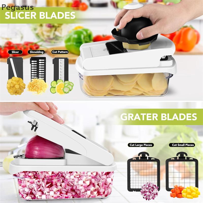 15 In 1 Multi-Functional Food Chopper With Container Vegetable Cutter Kitchen Vegetable Slicer Grater, And Chopper