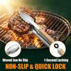 Heavy Duty Stainless Steel Food Tongs with Wooden Handle, Heat Resistant BBQ Grilling Tool for Kitchen & Outdoor, 9-16 Inch