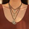 3pcs Set Bohemia Retro Sliver Color Hollowed-out Tree of Life Feathered Turquoise Pendant Necklace for Women Trendy Jewelry Sets