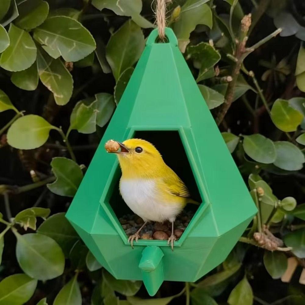 Cyberpunk Style Hanging Bird Feeder Semi Enclosed Large Capacity Bird Feeding Station Rainproof Plastic Bird Feeder House