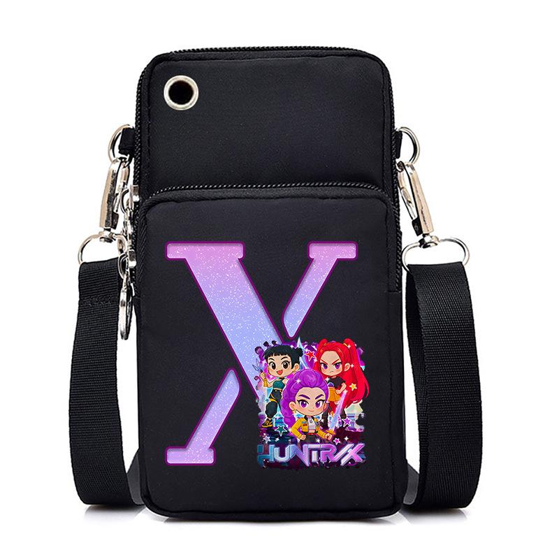 Anime Cartoon Peripheral 26 Letters Mobile Phone Bag Multi-Function Vertical Square Black Messenger Bag
