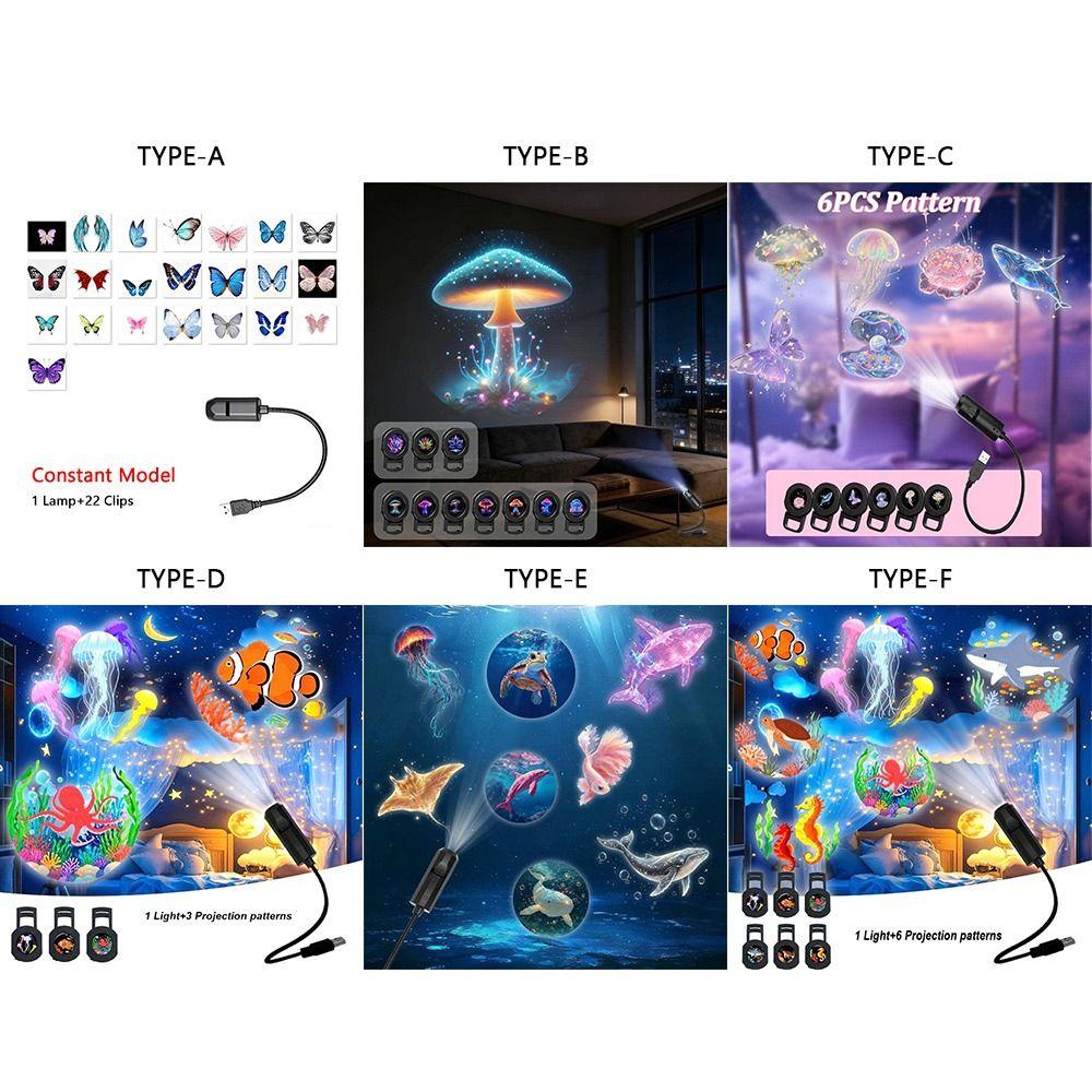 Adjustable Patterns LED USB Projector Light Marine Life Projector Light  Ceiling Wall Projection