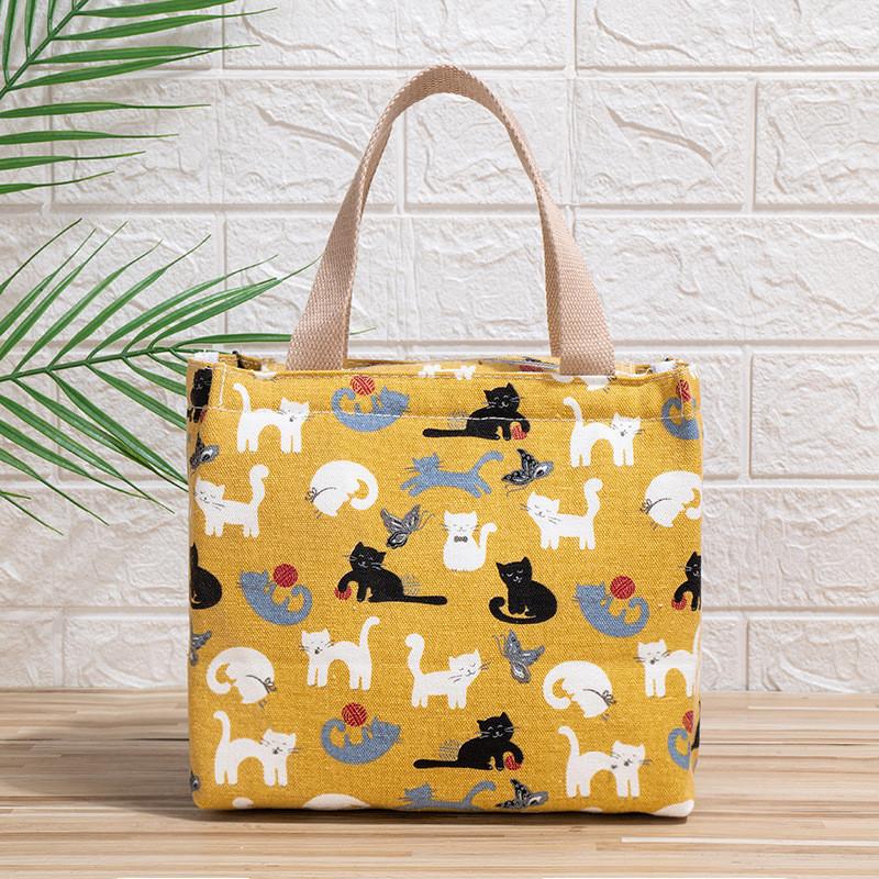 Canvas Style Insulated Lunch Bag With Handle For Students And Moms