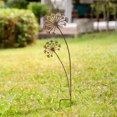 1pc Rustic Metal Garden Stake - Intricate Flower Design, Patina Finish, Outdoor Decor for Garden, Patio, Balcony, or Flower Pot, Garden Decorations