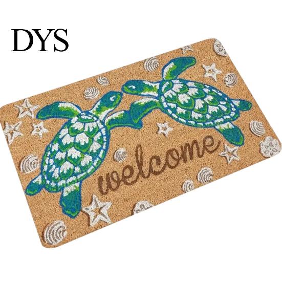 Waterproof Outdoor Patio Mats Beach House Entrance Rug, Starfish Shell Welcome Mat, Non-slip Coastal Indoor Utility Bathroom Door Mat for Front Decor