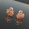 Purple Gold Retro Car Flower Hollow Swan Stud Earrings, Colored Gold Mori Series Rose Gold Plated Earrings.