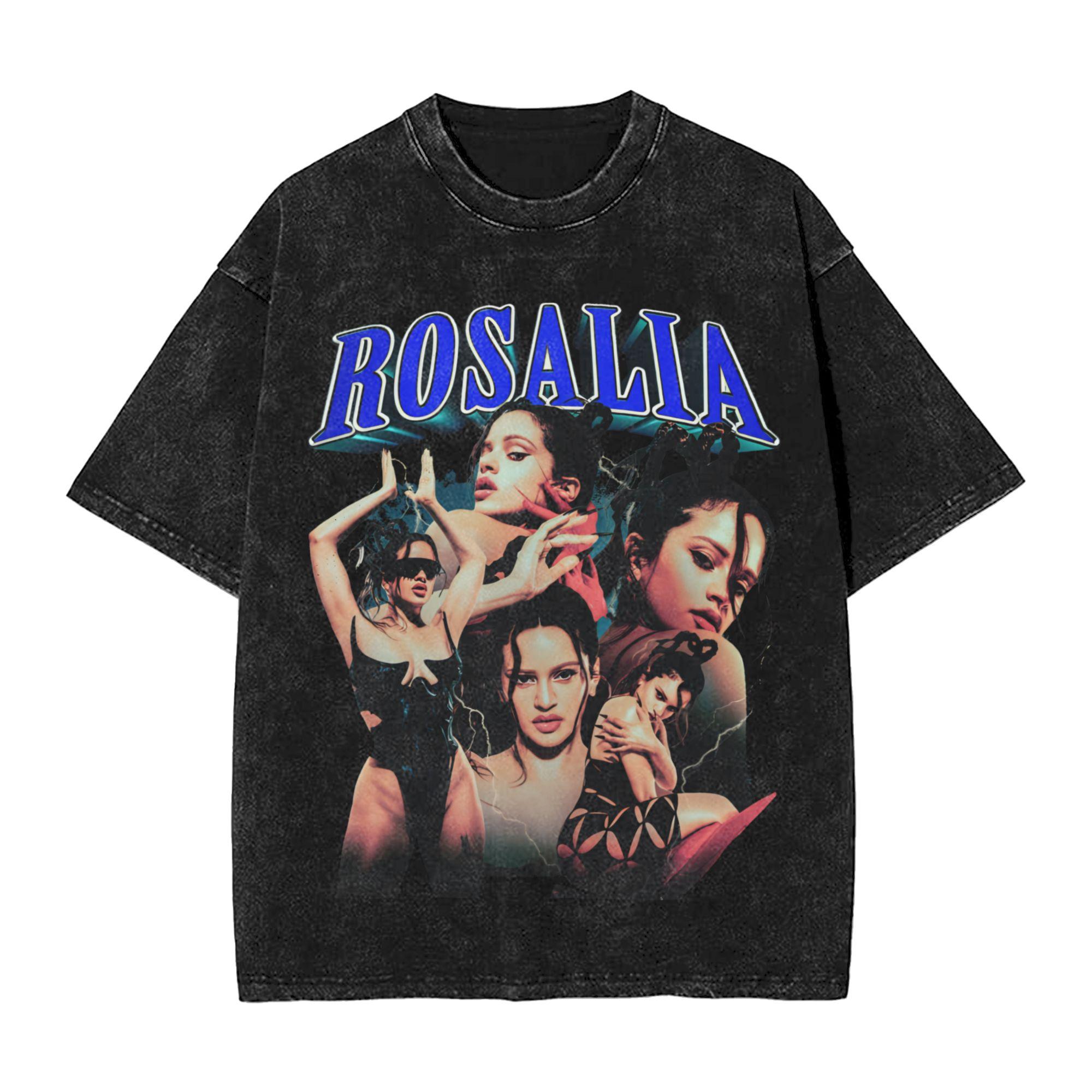 

ROSALIA LUX Washed T Shirt Streetwear Hip Hop Novelty TShirts Tee Shirt for Unisex Women Cotton Oversize S