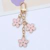 Dainty Enamel Metal Flower Pendant Key Chain Multi Color Key Bag Charms Keyring For Women