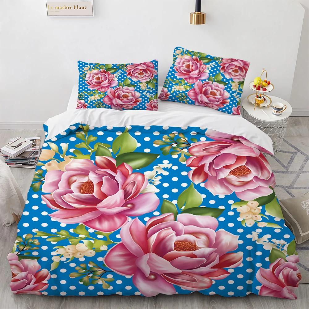 3D Print Black White Plaid Flower Red Rose Designer Bedding Festive Color Bedroom Quilt Set Cover For Valentine's Day Weddings