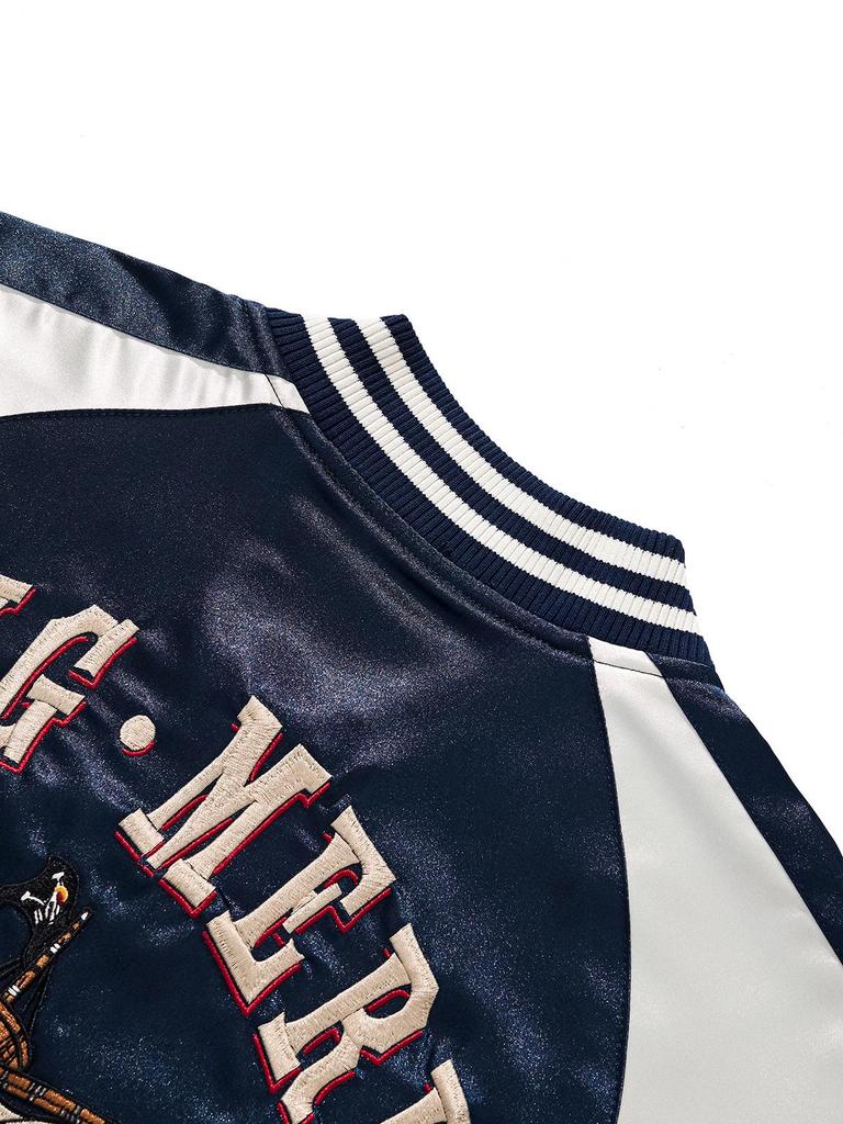 Huaxia Junpin Men's Dragon Embroidery Baseball Jacket - Chinese Style Trendy Outerwear A024.
