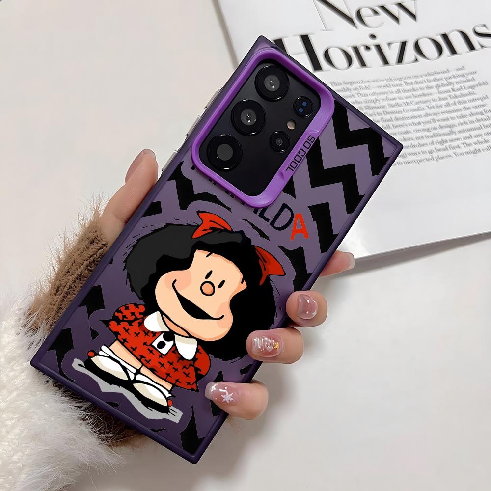 Cartoon Cute M-Mafalda Phone Case For Samsung Galaxy S25 Edge S24 S23 S22 S21 S20 Ultra Funda Silicone Silver Cover