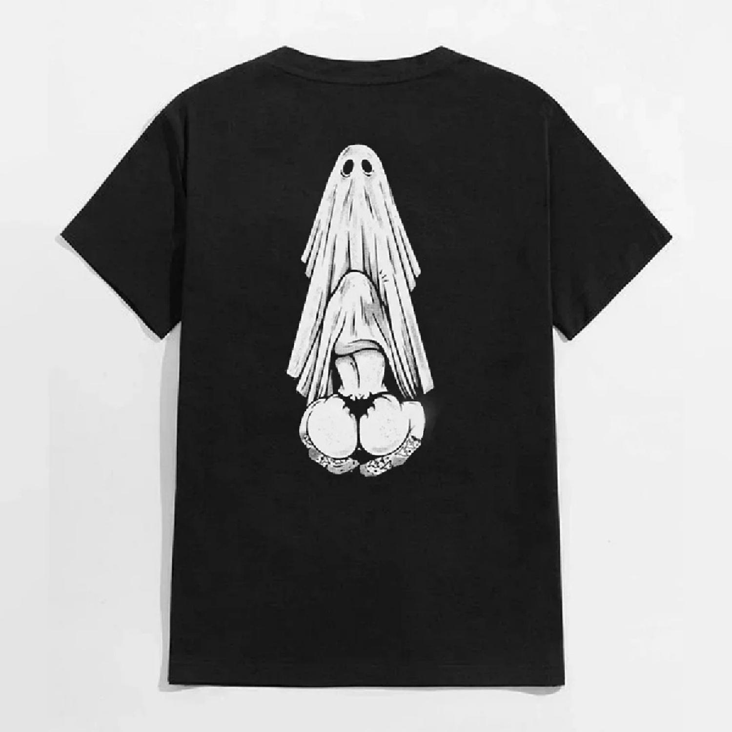 Black T-shirt with Dirty Love print, classic casual streetwear, Oral Sex with Ghosts, cotton T-shirt Artsy Harajuku S