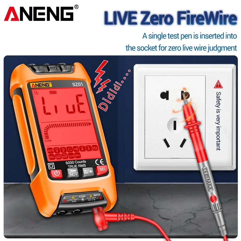 Taşınabilir Akıllı Dijital Multimetre 6000 Sayım ANENG SZ01 AC/DC Akım Gerilim Test Cihazı Elektrik Kapasitans Ölçer Elektrikçi Aletleri Işıklı