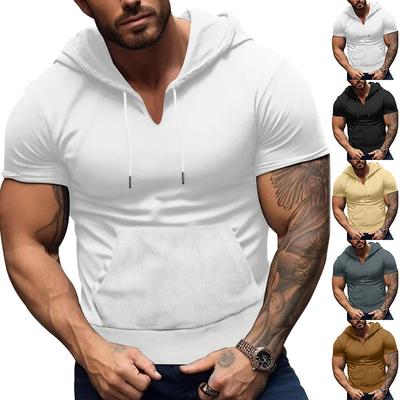 Sports Fitness Men's Short Sleeve T-shirt Men's Hoodie Top