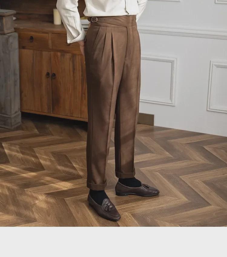 2023 Autumn/Winter Italian Naples High-Waist Straight-Leg Men's Casual Trousers
