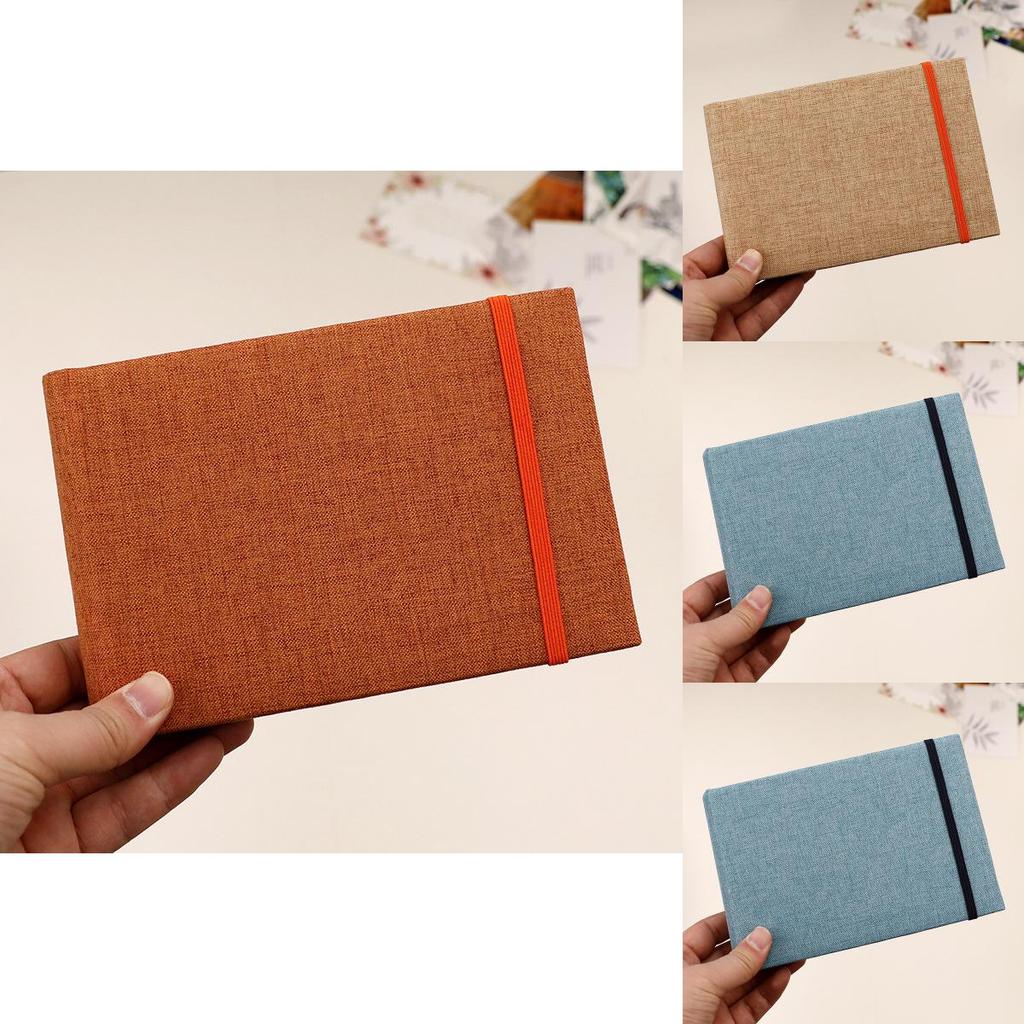 Traditional Cloth Cover Photo Album With Elastic String Storage For Family And Event Memories