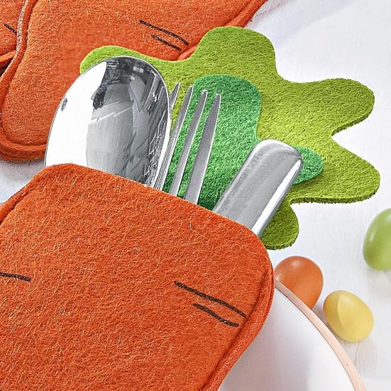 6 Stück Ostereier-förmiger Besteckhalter Tasche Filz Gabel Schneider Beutel Esstisch Geschirr Abdeckung Oster Messer Gabeln Organizer für Frühlingsparty