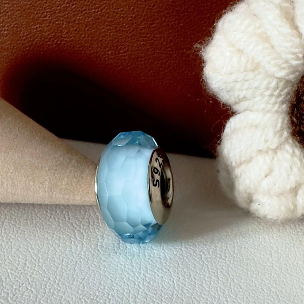 Colorful copper Mini Murano Glass Bead Charms Charm Fits Authentic Bracelets Blue Faceted Murano for Women Necklaces Jewellery