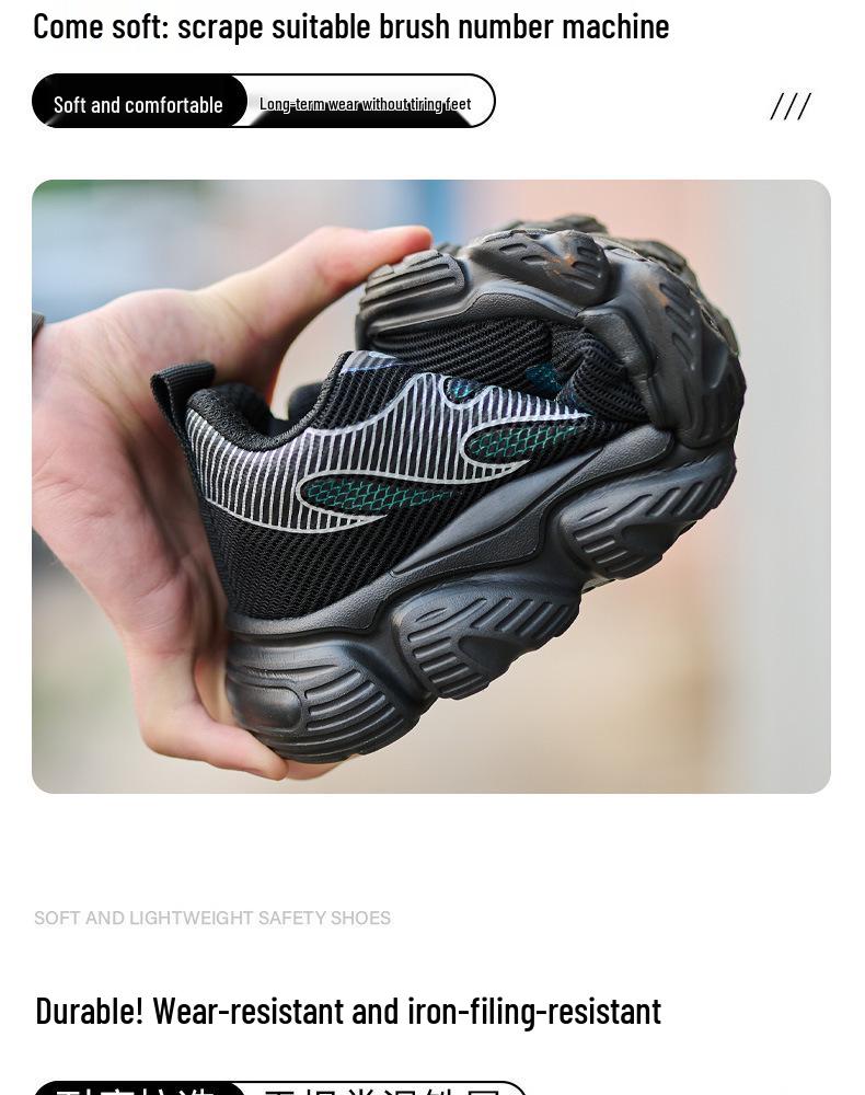 Steel Toe Anti-Smash Puncture-Resistant Men's Safety Work Shoes with Technology Button