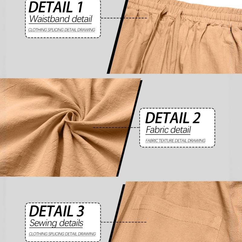 Cotton and linen large size men's pants breathable and sweat-absorbing solid color trousers basic casual wide-leg trousers