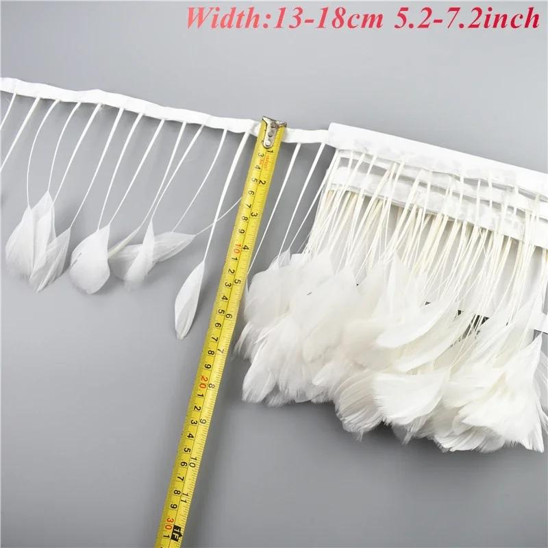 1Meters White Black Pheasant Feathers On Tape Ribbon Turkey Ostrich Fringe Feather Trim Goose Marabou Sewing Clothes DIY Plumes