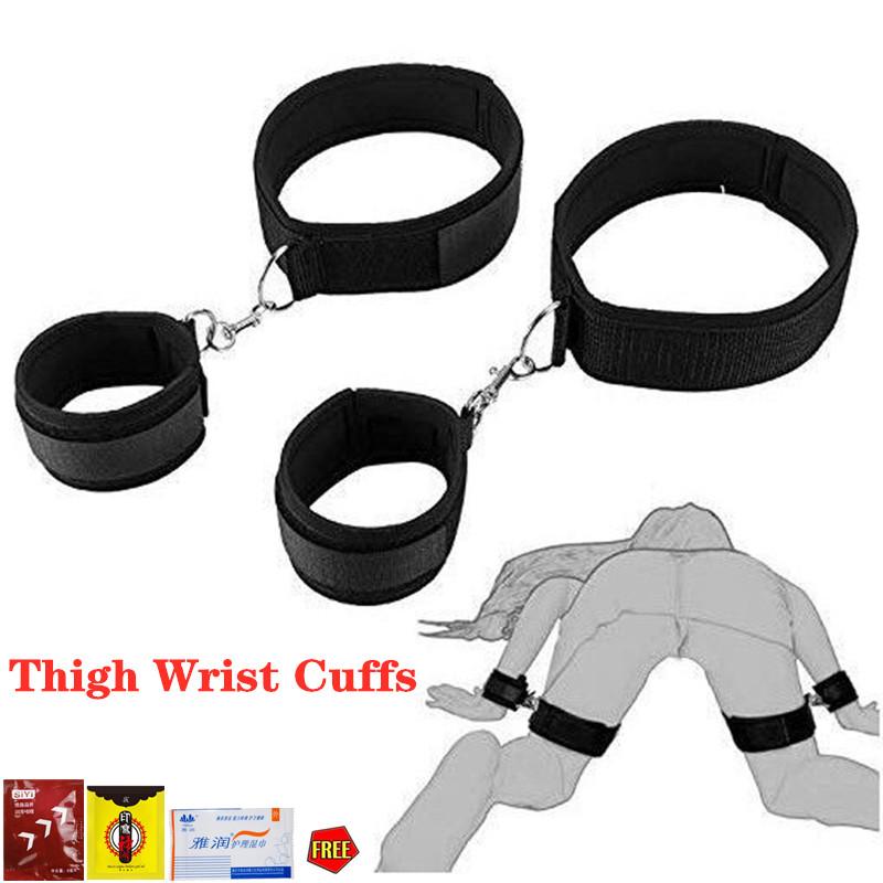 Thigh Wrist Cuffs Bondage Set Sex Handcuffs Restraint BDSM Erotic Adult Game Sex Toy Kits Couples Flirting SM